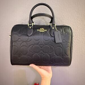 Coach Rowan Large Satchel Bag In Signature Leather CCD53 BLACK Gold